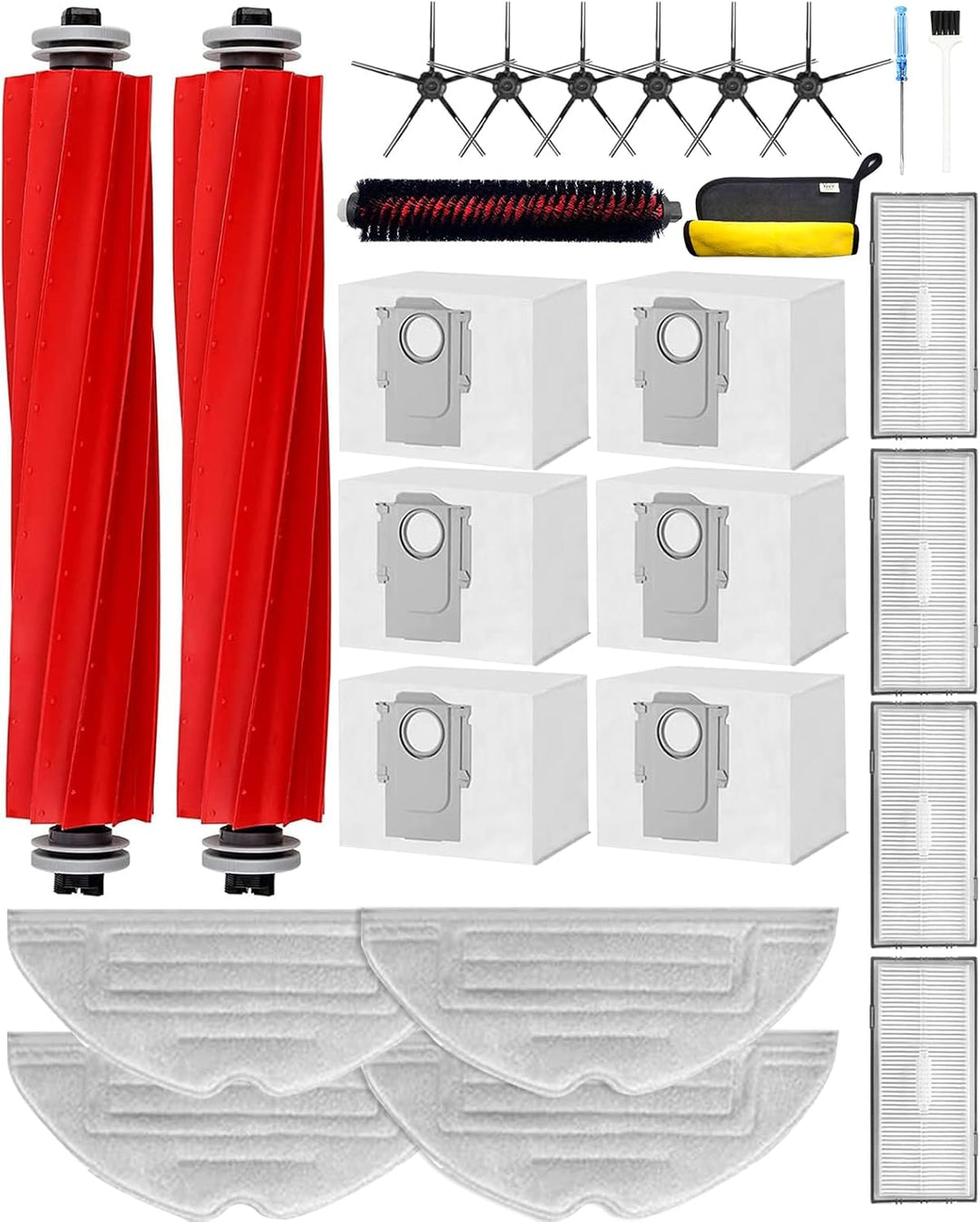 26 Stück Ersatzteile Set für Roborock S7 Pro Ultra, S7 MaxV Ultra Zubehör Kit: 2 Hauptbürste, 1 Selb