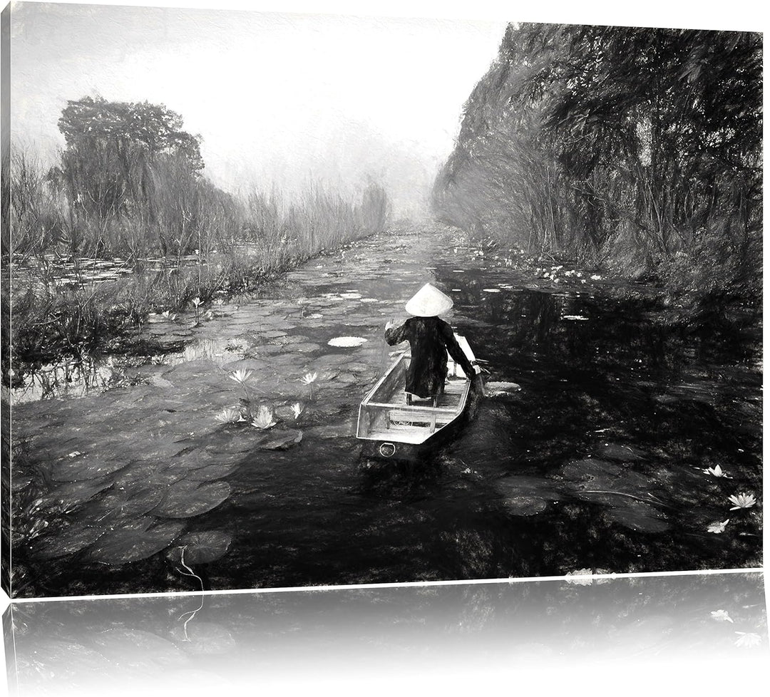 Pixxprint Yen-Stream Vietnam als Leinwandbild/Grösse: 100x70 / Wandbild/Kunstdruck/fertig bespannt,