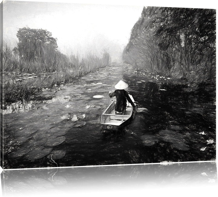 Pixxprint Yen-Stream Vietnam als Leinwandbild/Grösse: 100x70 / Wandbild/Kunstdruck/fertig bespannt,