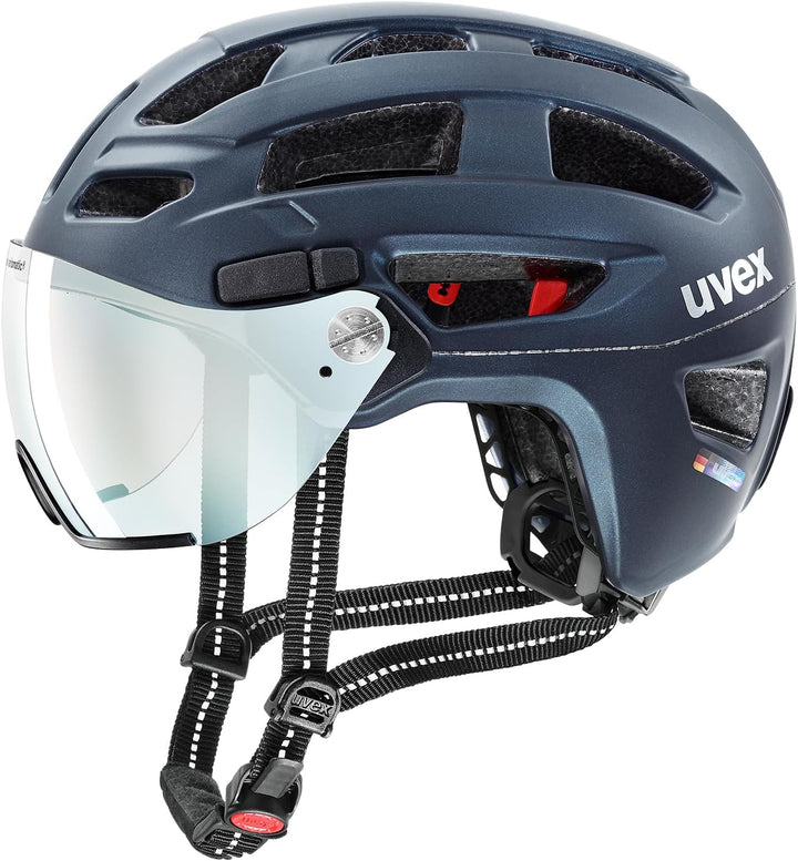 uvex Finale Visor V - sicherer City-Helm für Damen und Herren - mit selbsttönendem Visier - inkl. LE