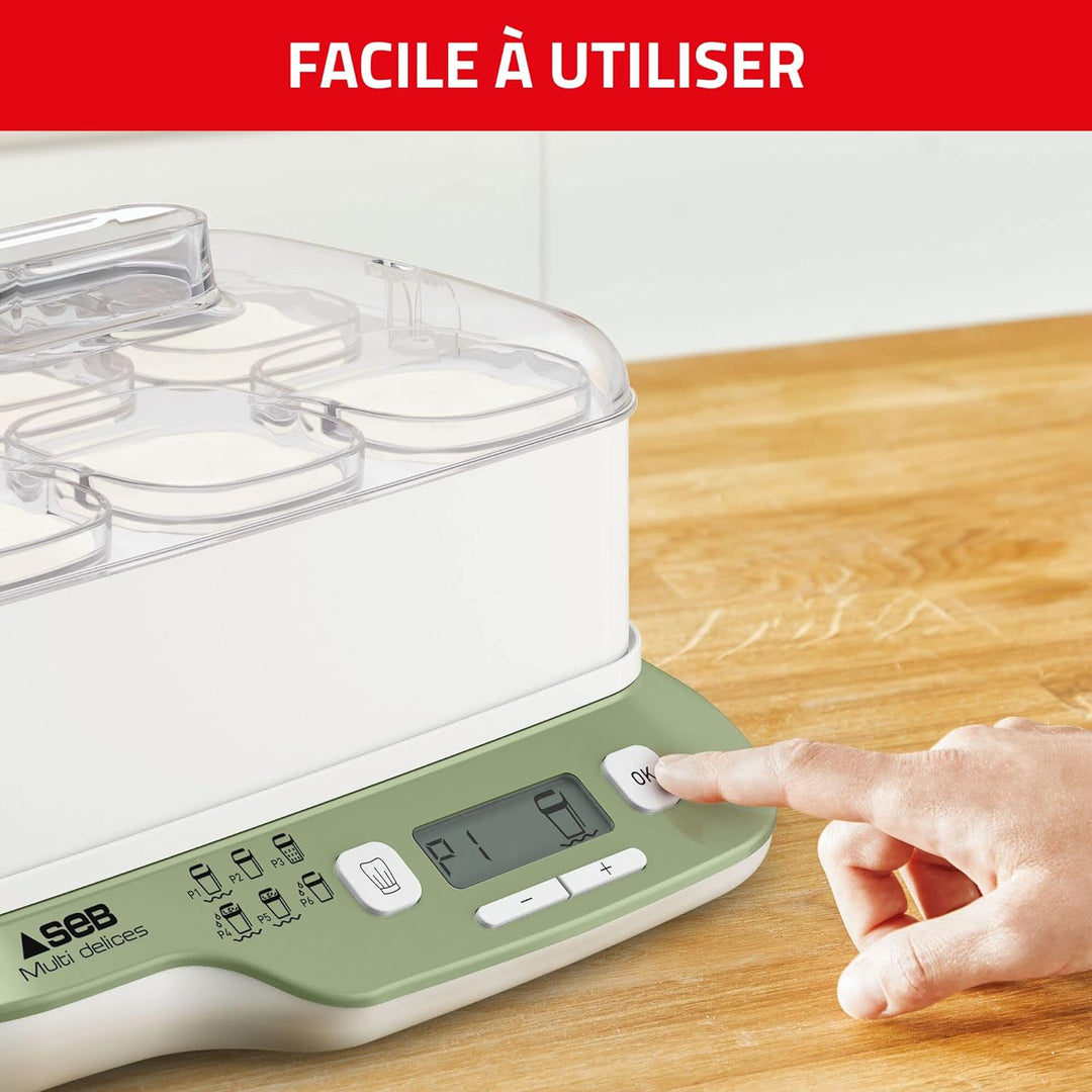 SEB YG660A11 Multi Delices Express & Vegetal Joghurtbereiter mit 6 Gläsern, NC 6 Programme (einschli