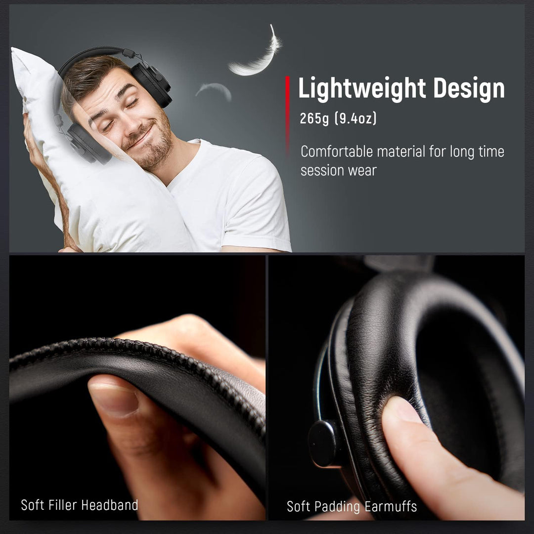 FIFINE Over Ear Kopfhörer mit Kabel, Studio Kopfhörer mit 6.35 & 3.5mm Klinke und 50mm Treiber, Gesc