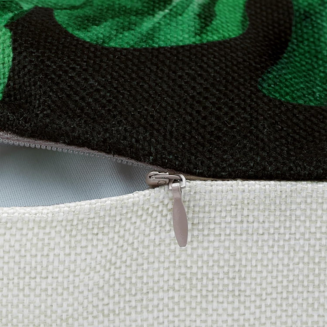 Bonhause 4er Set Kissenbezüge Blätter Tropische 45 x 45 cm Grün Pflanze Polyester Leinen Dekorative