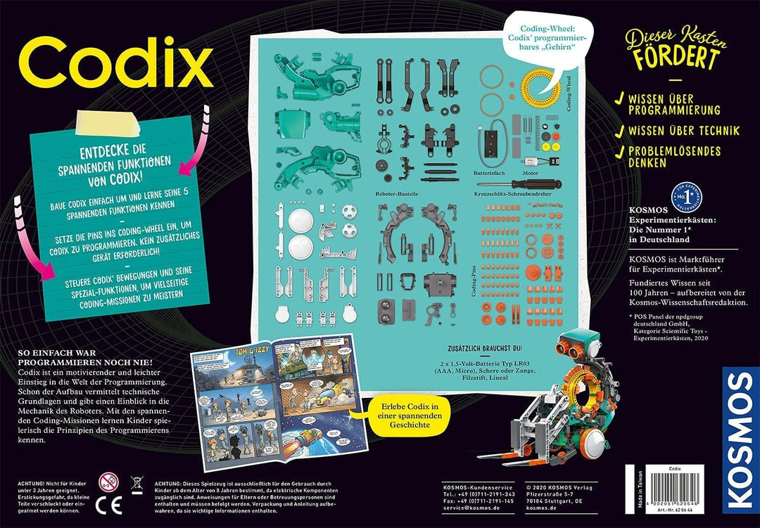 Kosmos 620646 Codix-Dein mechanischer Coding Roboter Spielzeug, Experimentierkasten Codix Edition