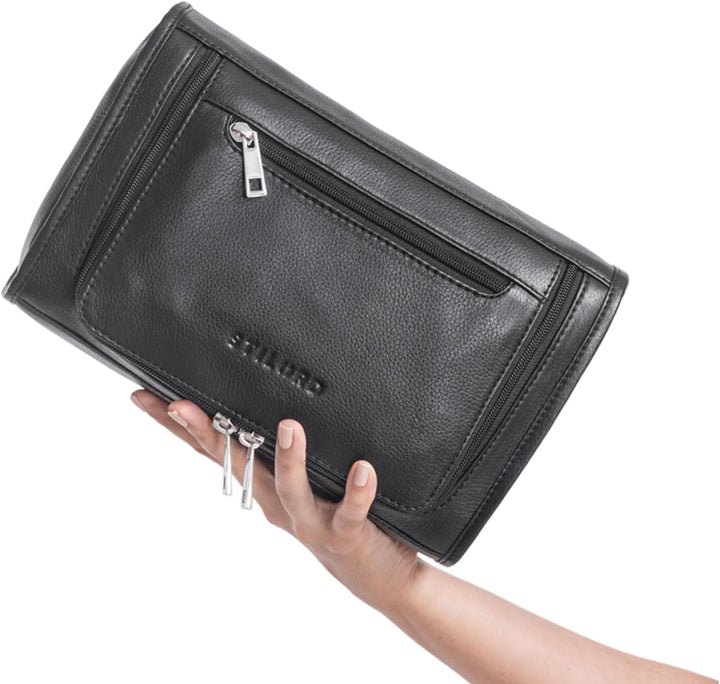STILORD 'Juri' Leder Kulturbeutel Gross für Damen und Herren Unisex Waschtasche für Unterwegs Kosmet