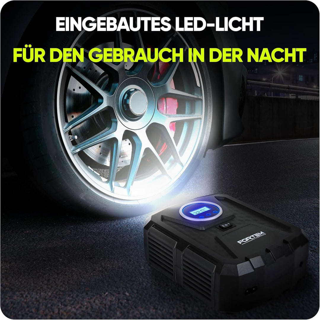 Fortem Tragbarer Kompressor Autoreifen, Kompressor Fahrrad, 12V Autoreifen Pumpe und Fahrradpumpe El