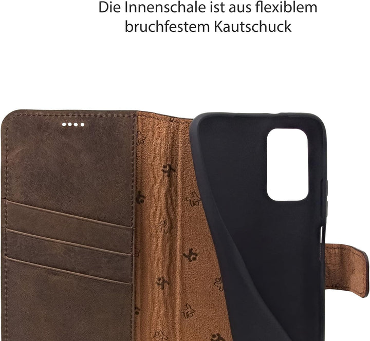 Suncase Book-Style Hülle kompatibel mit Xiaomi Poco M3 Leder Tasche (Slim-Fit) Lederhülle Handytasch