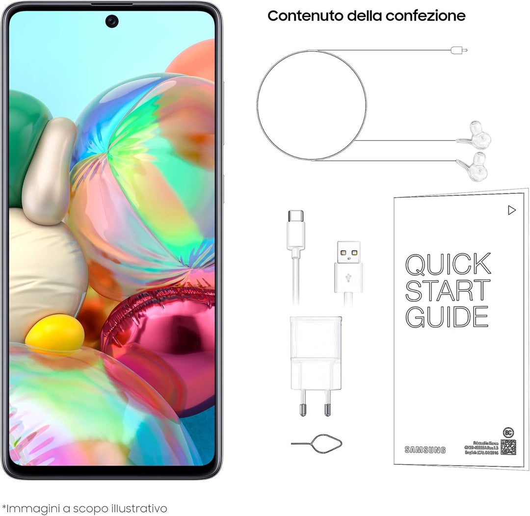 Samsung Galaxy A71 Smartphone - Handy, Dual SIM 128GB 6GB RAM SM-A715FN/DS, Silver-White Italien Sil