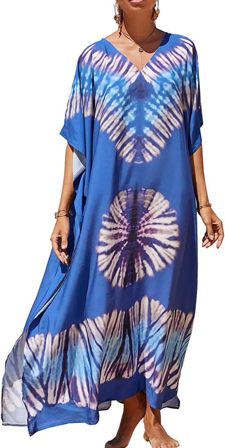 YouKD Damen Lang Kaftan Bohemian Beach Badeanzug Cover Up Kleid Plus Size Robe