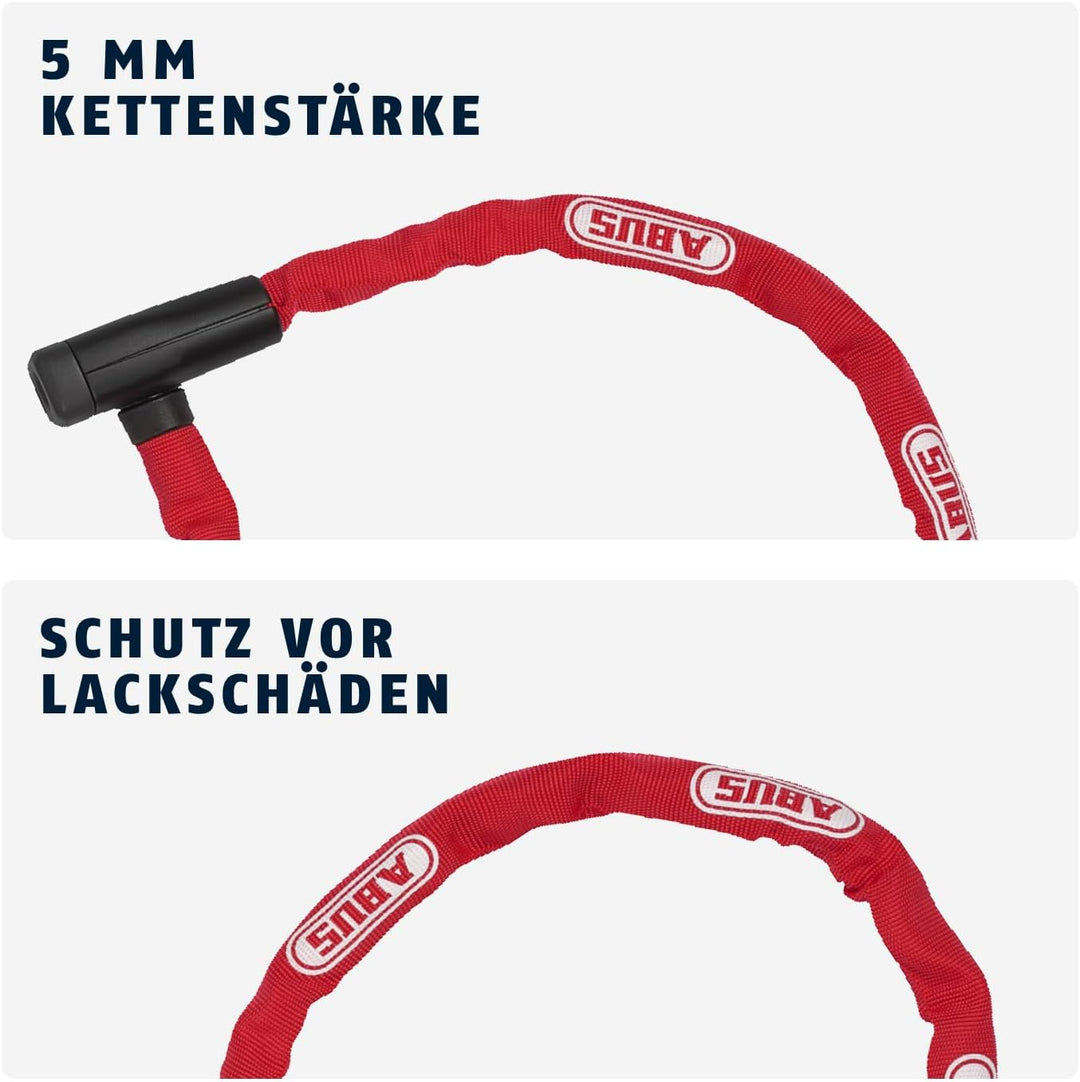 ABUS Kettenschloss Steel-O-Chain 5805K – Fahrradschloss aus Stahl – ABUS-Sicherheitslevel 5 Rot 75 c