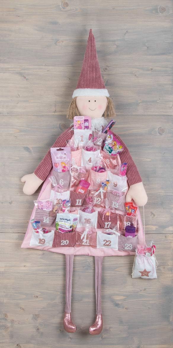 Rayher 46455258 Adventskalender zum Befüllen, Stoff, rosé, 118 x 53 cm, Adventskalender Kinder, Adve