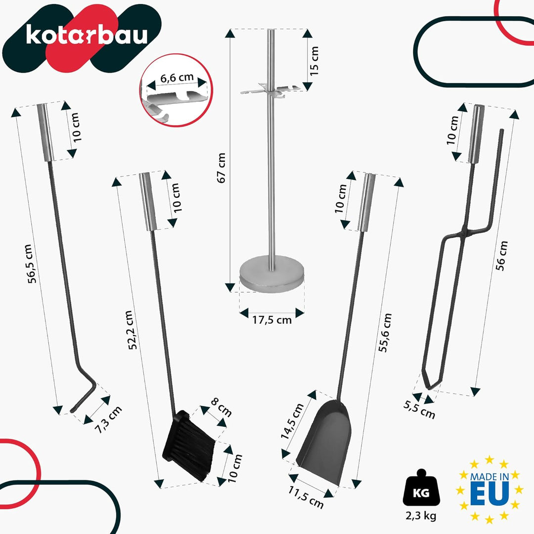 KOTARBAU® 5tlg. Edelstahl Kamingarnitur Kaminofen Besteck