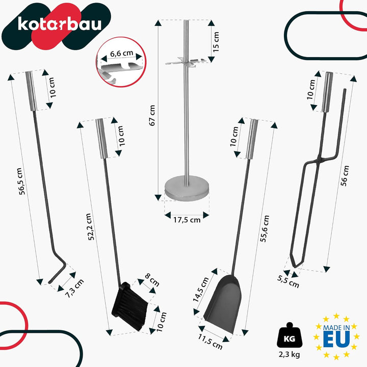 KOTARBAU® 5tlg. Edelstahl Kamingarnitur Kaminofen Besteck