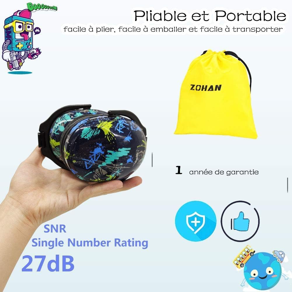ZOHAN 030 Gehörschutz Kinder, Lärmschutz Kopfhörer Kinder mit Autismus, Passiver Kapselgehörschutz f