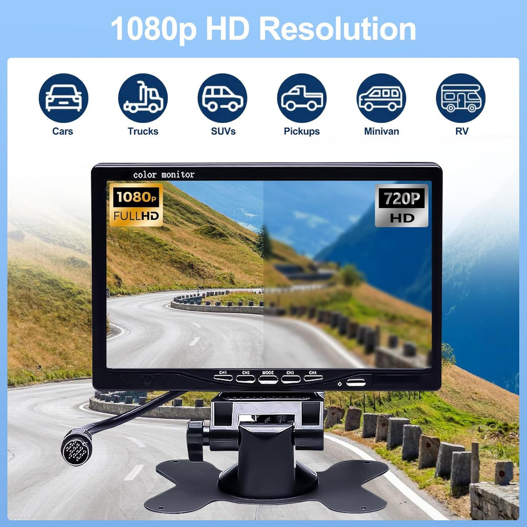 Camecho Dual Backup Kamera 4 Split Monitor hinten Kamera Auto 18 IR-Nachtsicht wasserdicht Aviation