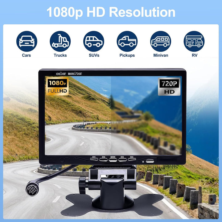 Camecho Dual Backup Kamera 4 Split Monitor hinten Kamera Auto 18 IR-Nachtsicht wasserdicht Aviation