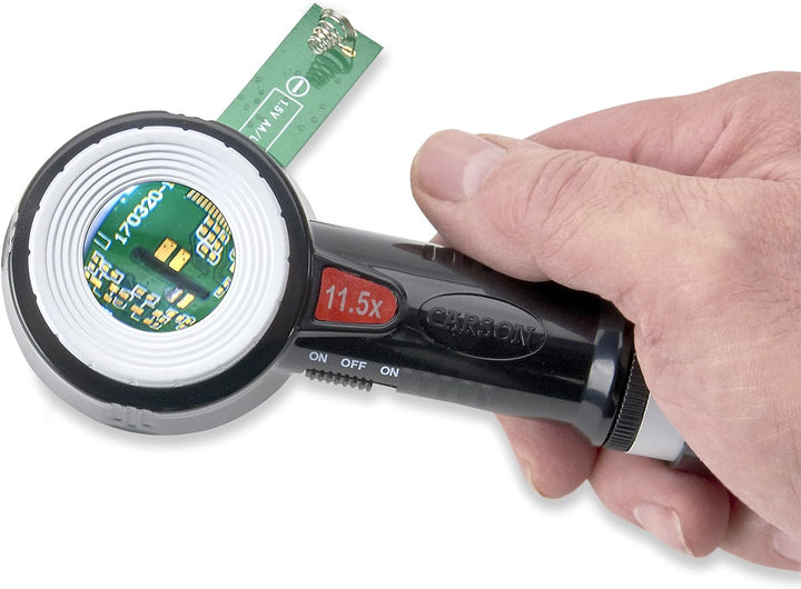 Carson CP-45 MeasureLoupe 11,5x Messlupe mit LED, UV-Licht und Messskala Single, Single