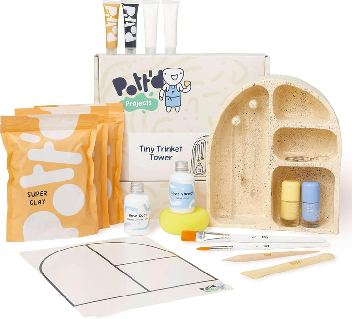 Pott'd Mini-Töpfer-Sets | Lufttrocknendes Töpferset für Erwachsene | Mit Farben, Töpferwerkzeugen un