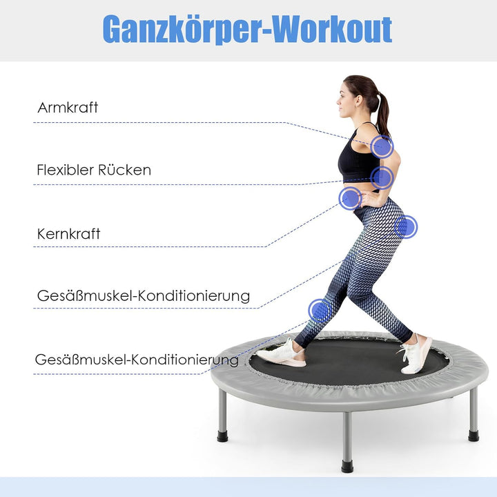 COSTWAY φ97cm Mini Trampolin, Fitness Trampolin faltbar, Kindertrampolin bis 150kg belastbar, Trampo