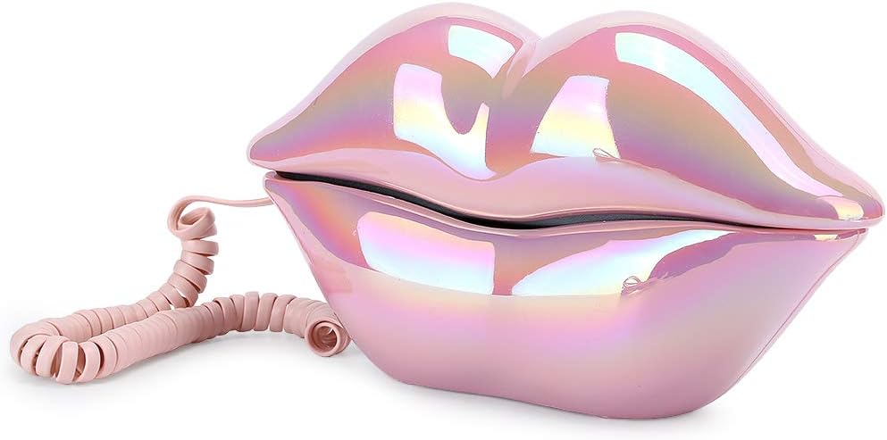Lippen Festnetztelefon,Galvanisieren Pink Draht Festnetz Telefon,ome Desktop Kabelgebundenes Festnet