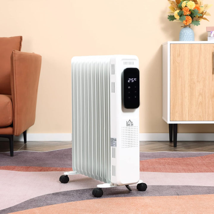 HOMCOM Ölradiator tragbar elektrisch Heizkörper 2500W 3 Heizstufen 24-Stunden-Timing elektrische Hei