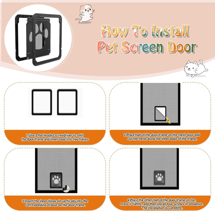 Katzenklappe Hundeklappe für Innentür Aussentür Türen Fenster Fliegengitter Hundeklappen mit Magnet