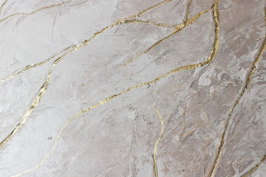 YS-Art Abstrakt Acryl Gemälde auf Leinwand mit Rahmen goldener Marmor handgemalt Wandbilder Wohnzimm