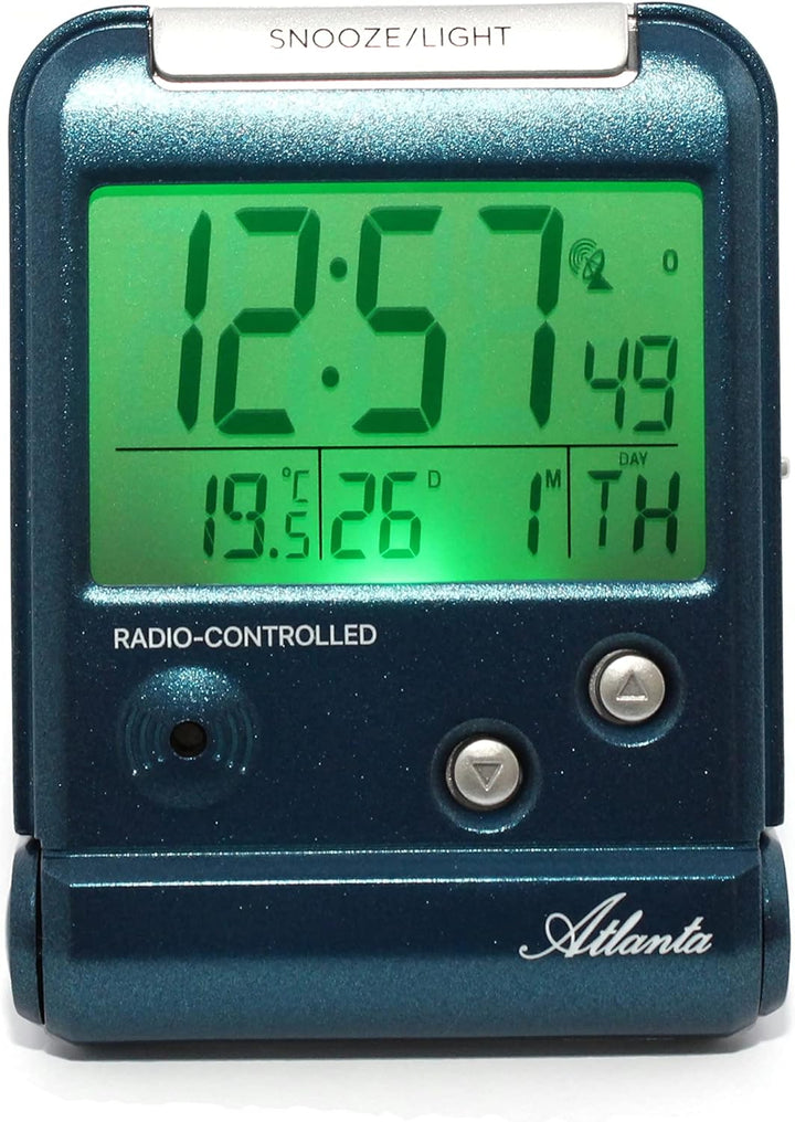 Atlanta Funkwecker Digital LCD-Anzeige Reisewecker mit Klappe Temperatur Rot - 1806/5