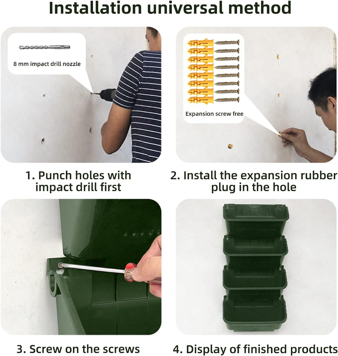 CEIEVER Hängende vertikale Wand Pflanze, Vertikaler Garten Pflanzenwand mit 4 Taschen Wandmontierter