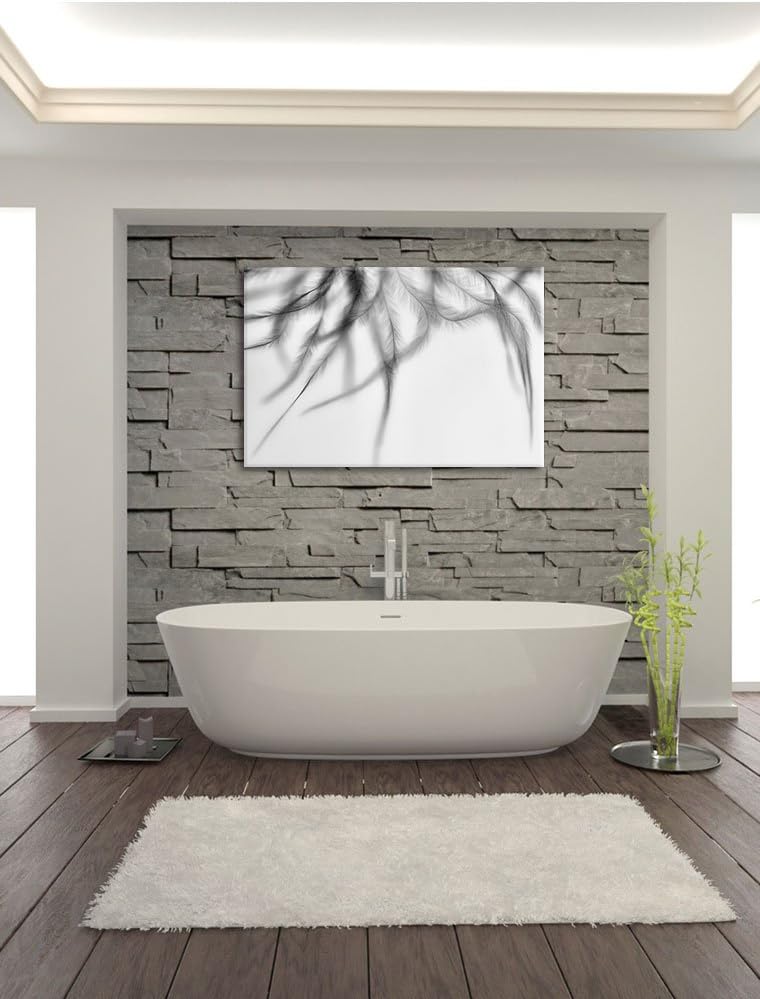 Pixxprint zarte Pinke Federn als Leinwandbild | Grösse: 100x70 cm | Wandbild | Kunstdruck | fertig b