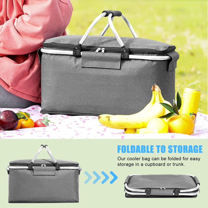 kyaoayo Picknickkorb Grosse, Kühltasche Einkaufskorb Lunchtasche Thermo,Frischtasche Thermotasche fü