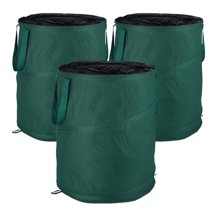 Relaxdays Laubsack selbstaufstellend, 3er-Set, Gartenabfallsack Pop-Up, 160 L, Gartensack selbststeh