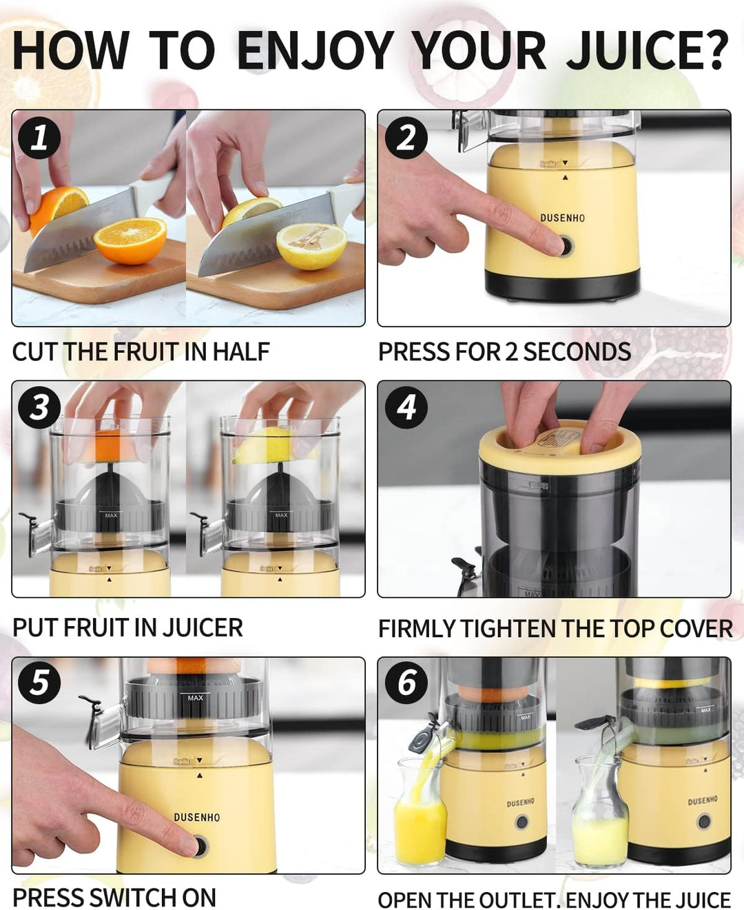 Zitronenpresse Elektrisch Organgenpresse Tragbare USB-Aufladung Juicer Entsafter fĂŒr Orange, Zitrone