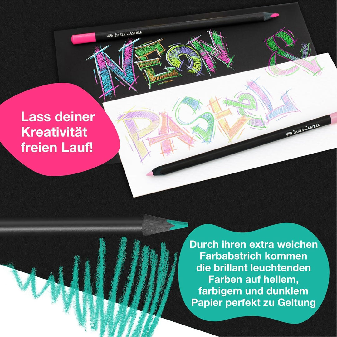 Faber-Castell 116490 - Buntstifte Black Edition, 100er Metalletui, bruchsicher, für Kinder und Erwac