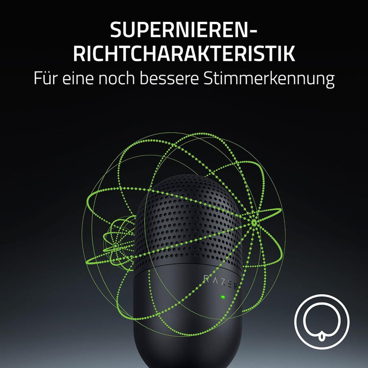 Razer Seiren V3 Mini - Ultrakompaktes USB-Mikrofon (14mm Supernieren Kondensatormikrofon, Tap-to-Mut