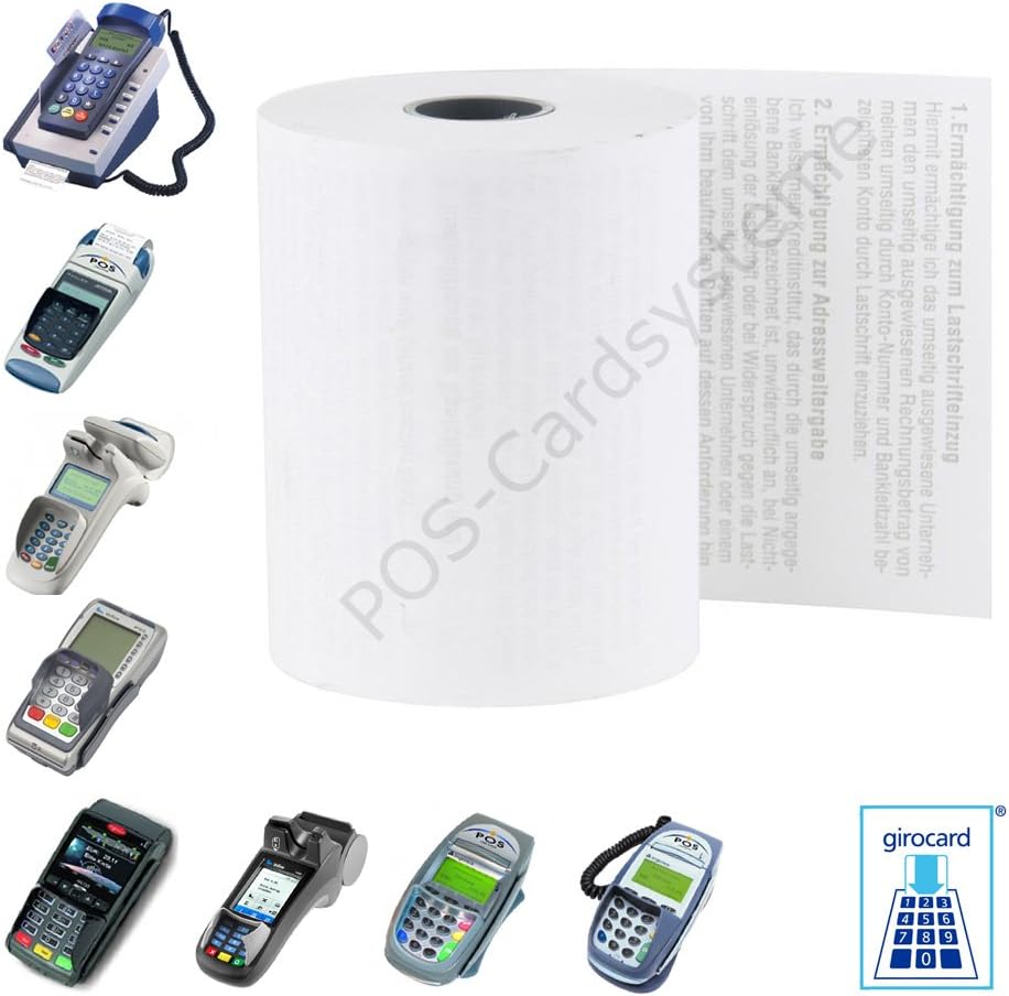 50 EC-Cash Thermorollen im Karton 57mm x 18m x 12mm für EC-Gerät Ingenico IWL 250 mit Lastschrifttex