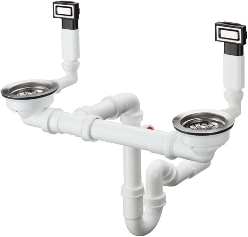 hansgrohe Manuelle Ab- und Überlaufgarnitur für Doppelbecken, edelstahl, D15-10 für Doppelbecken man