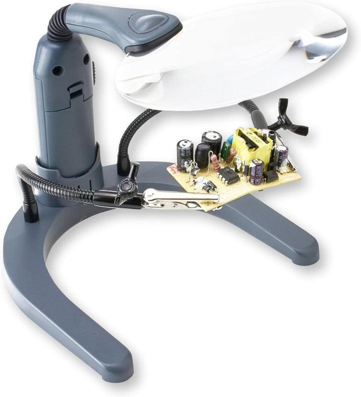 Carson GN-88 HelpingHands 2x Stand- und Freihandlupe mit LED und justierbaren Klemmen HelpingHands (