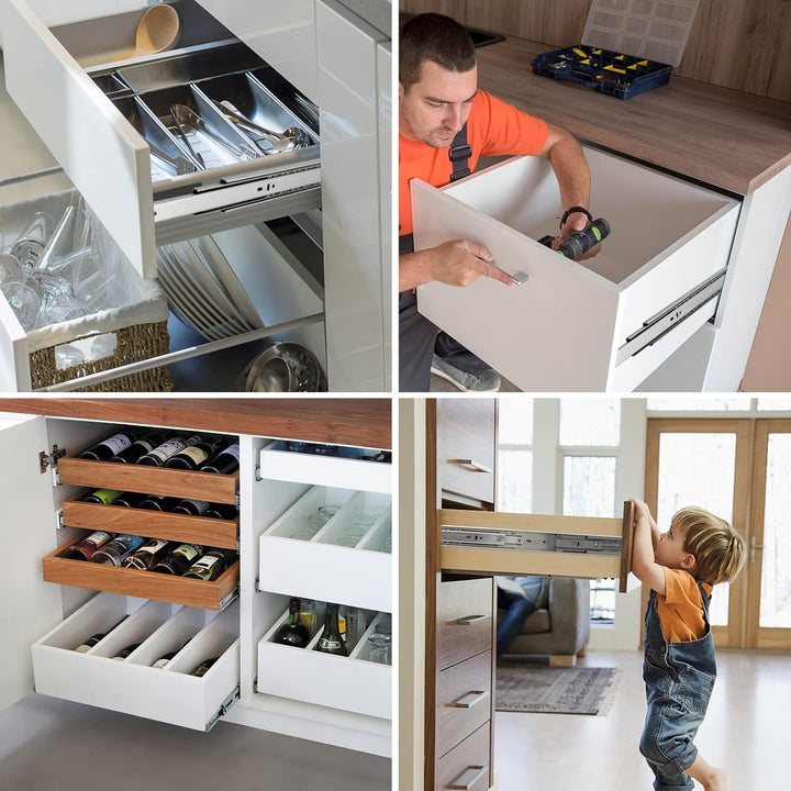 Lospitch 4 Paar (8 Stk.) Schubladenschienen Vollauszug 250mm mit Selbsteinzug Schubladenauszüge Kuge