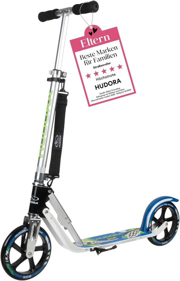 HUDORA BigWheel 205 Scooter - Stabiler Aluminium-Roller - Höhenjustierbarer & zusammenklappbarer Cit