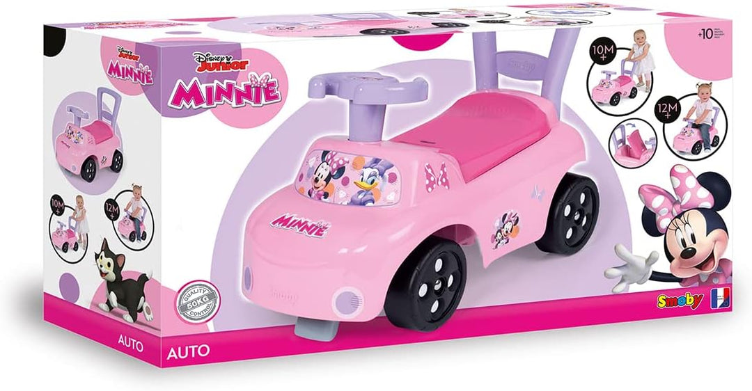 Smoby - Minnie Auto - Rutscherfahrzeug - Kinderfahrzeug mit Staufach und Kippschutz, für drinnen und