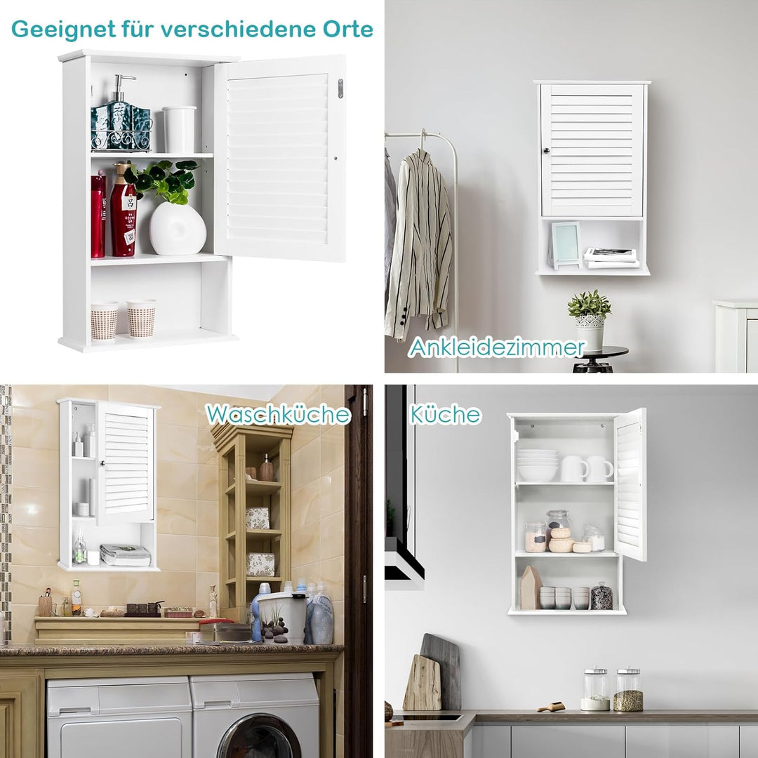 COSTWAY Hängeschrank, Badezimmerschrank hängend, Wandschrank Badschrank mit verstellbarem Einlegebod