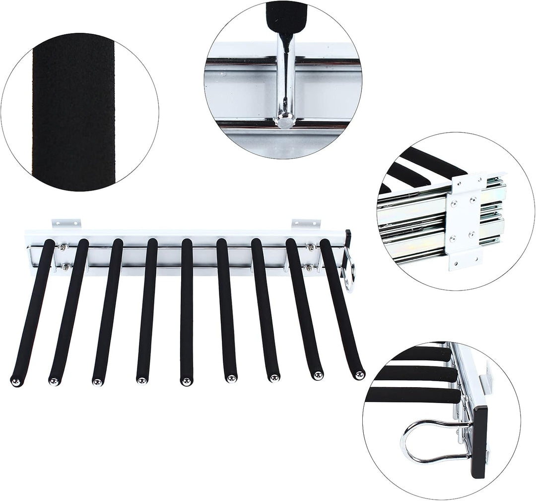 BJTDLLX Schrank Herausziehen Hosen-Rack Ausziehbar Hosenbügel Hose Kleiderbügel, 9 Schalhalter Kleid