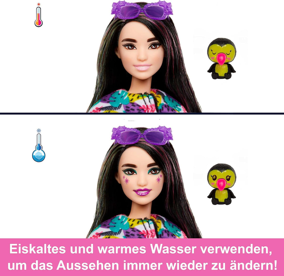 Barbie Cutie Reveal, bewegliche Tukan-Accessoires, 10 Überraschungen, Tierspielzeug, Farbwechseleffe
