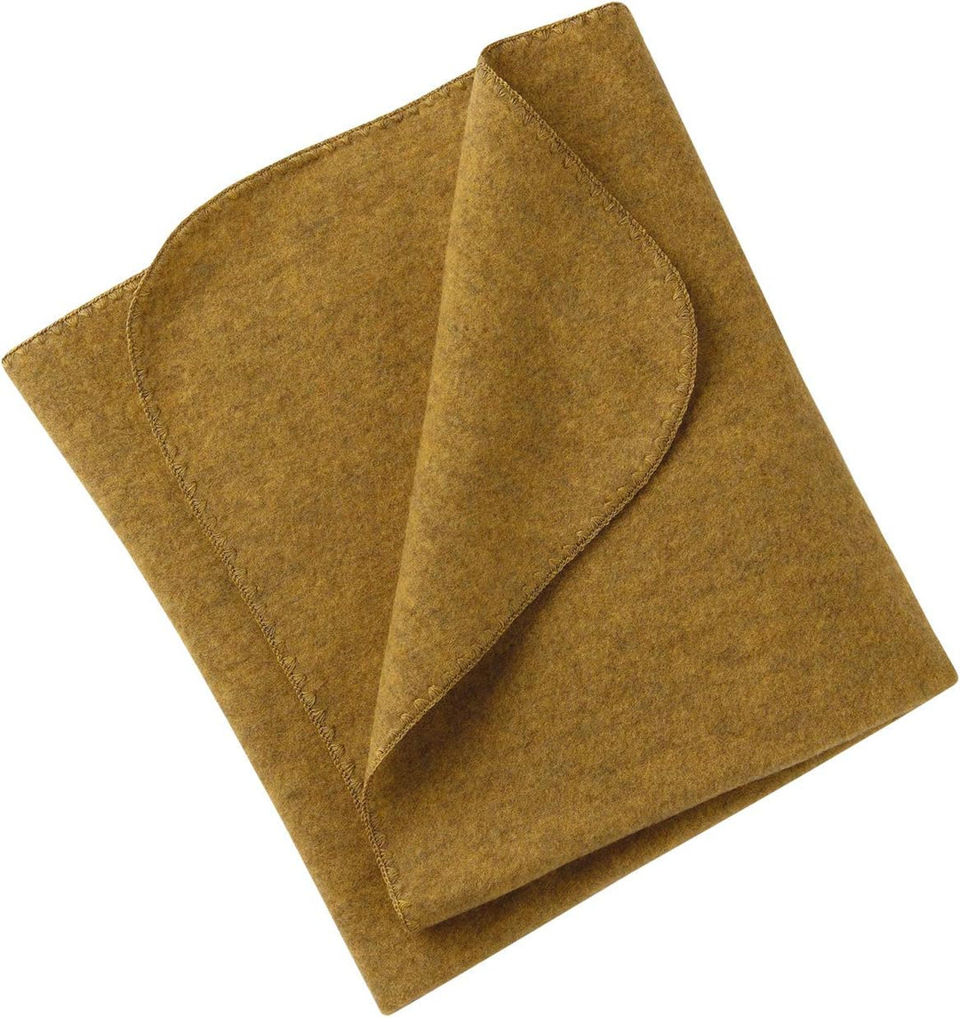 Engel Natur, Baby Fleece Decke mit Muschelkante, 100% Wolle (kbT) (80x100 cm, Safran melange) 80x100