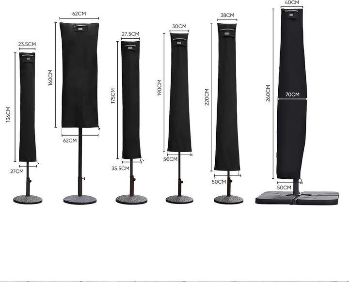 Sekey® Schutzhülle für Ø 300 cm Sonnenschirm, Abdeckhauben für Sonnenschirm