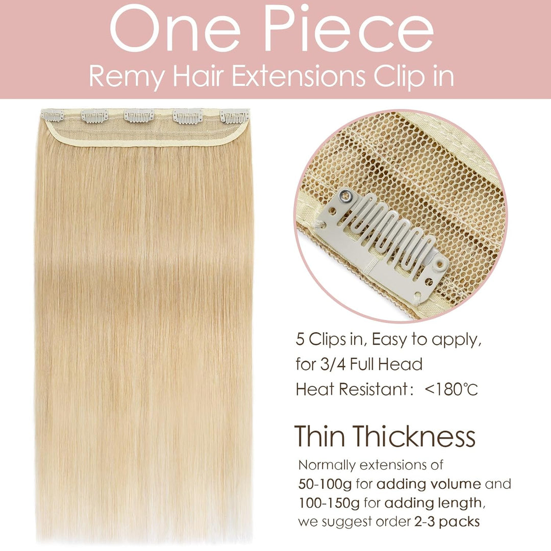 Silk-co Clip in Extensions Echthaar 1Pc 5Clips, Clip in Echthaar Hair Extensions Remy Clip in Haarve