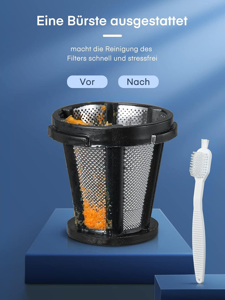 HOUSNAT Slow Juicer, Entsafter GemĂŒse und Obst, Profi Entsafter mit Ruhigem Motor â Umkehrfunktion â
