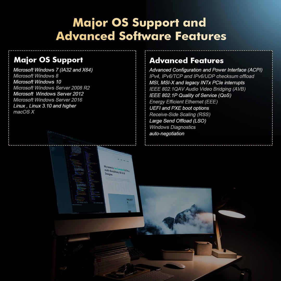 Binardat 10G Ethernet PCIe Netzwerk Adapter, AQUANTIA AQC107 Chip LAN Controller, 10G/5G/2.5G/1G/100