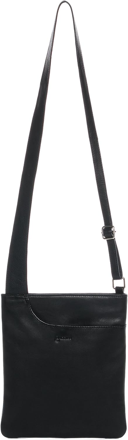 BACCINI Umhängetasche flach ELI aus Nappa-Leder I Crossbody bag klein für Damen I Schultertasche sch
